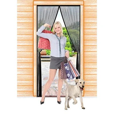 Abbildung von JIANJIAO balkontür fliegengitter Tür magnet 85x200cm fliegengittertüren balkontür,4CM verbreiterter Türkopf,um ein Durchhängen zu verhindern insektenschutz fenster ohne bohren Schwarz