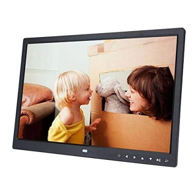 Abbildung von 15 Zoll Digitaler Bilderrahmen, 1280x800 Elektronischer Bilderrahmen mit Touch Taste Musik und Videoplayer Wecker Kalender, Smart Fotorahmen Halterung Fernbedienung