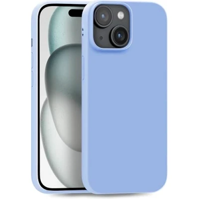 Abbildung von MyGadget Hülle kompatibel mit iPhone 15 robuste Silikon Schutzhülle TPU Case Slim Silikonhülle Back Cover Ultra Kratzfest Handyhülle matt Babyblau