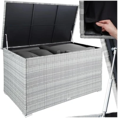 Abbildung von tectake Gartenbox Oslo (1 St., Auflagenbox), Aufbewahrungsbox mit Aluminiumgestell und Rattangeflecht