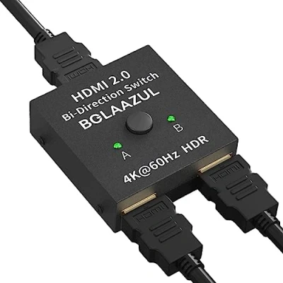 Abbildung von HDMI Switch Splitter 【4K@60Hz】, BolAAzuL Bidirektionaler 2.0 Umschalter 1 in 2 Out oder Out, Port Display Selector (2 x 1/1 2) 4K 3D HD 1080P für PS4, PC