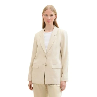 Abbildung von TOM TAILOR Damen Leinen Basic Blazer , summer beige, 44