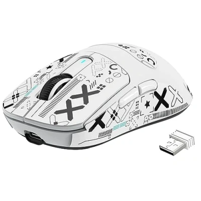 Abbildung von VGN Game Power x Attack Shark X3 Superlight Kabellose Gaming Maus, 49g Ultraleicht Esports Mouse, 26000DPI, PAW3395 Sensor, 2.4G/BT/Kabelgebunden, G502, Griptape Set, Bis zu 200 Std. Akku, Weiß