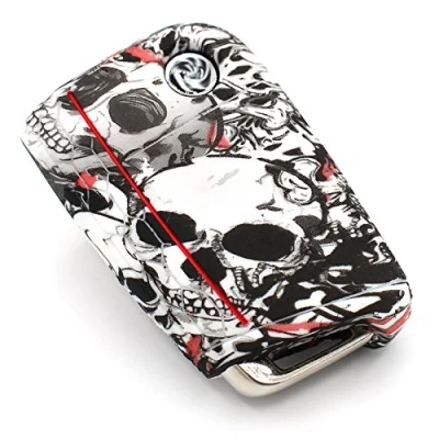 Abbildung von Schlüssel Hülle VB für 3 Tasten Auto Silikon Cover Schlüsselhülle Etui Schutzhülle (Totenkopf Bunt)