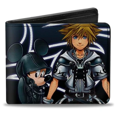 Abbildung von Buckle Down Herren Kingdom Hearts II Organization 13 Mickey/Final Form Sora Zweifalten Geldbörse, Mehrfarbig, Standard größe