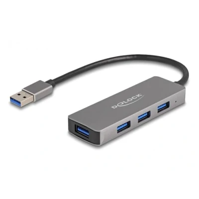 Abbildung von Delock 4 Port USB 5 Gbps Hub mit Typ A Anschluss Buchsen seitlich