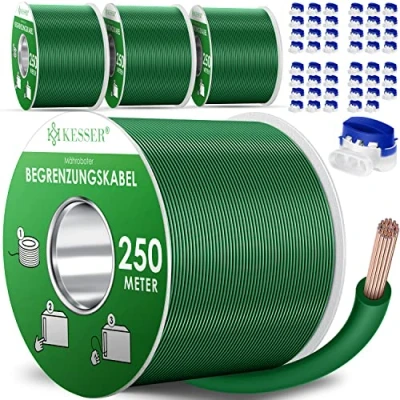 Abbildung von KESSER® Begrenzungskabel 1000m + 48 Kabelverbinder für Mähroboter Rasenmäher Rasenroboter Zubehör Set Begrenzungsdraht Universal Suchkabel kompatibel mit Gardena/Bosch/Worx/Einhell/Honda/ROBOMOW
