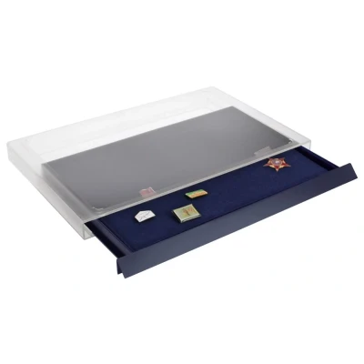 Abbildung von Safe, Münzbox, Standard breit geeignet für Pins und Medaillen Dunkelblau Abm: 375x267x30 mm. pro Stk.