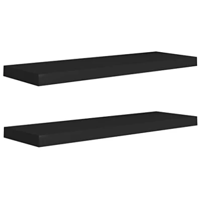 Abbildung von vidaXL 2X Wandregal Schwebend Hängeregal Wandboard Bücherregal Regalbrett Schweberegal CD DVD Regal Dekoregal Schwarz 80x23,5x3,8cm MDF