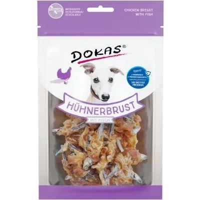 Abbildung von Dokas Hühnerbrust mit Fisch Hundesnack 8x 70g Multipack