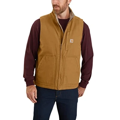 Abbildung von Carhartt Herren Loose Fit Washed Duck Sherpa Lined Weste, Carhartt® Braun, M