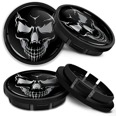 Abbildung von SkinoEu Kompatibel für Nabendeckel VW 66mm 5G0601171XQI Radnabenabdeckung Alufelgen Felgendeckel Nabenkappe Radkappen Schwarz CR 48