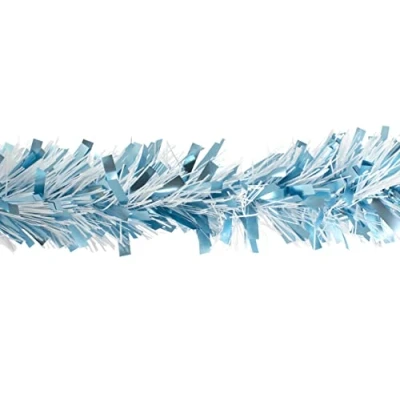 Abbildung von Creativery Girlanden, Weihnachtsgirlande Lametta 8cm x 2m hellblau / weiß