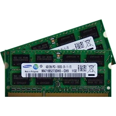Abbildung von 8GB Dual Channel Kit 2x 4 GB SAMSUNG Original 204 pin DDR3 1333 PC3 10600 CL9 SO DIMM für aktuelle i5 + i7 Notebooks mit 1333Mhz Unterstützung