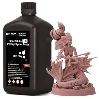 Abbildung von ELEGOO Upgraded 8K ABS Like 3.0 Resin Terrakotta 2000g, Hohe Zähigkeit, Schnellhärtendes 405nm LCD UV Härtungsharz für 8K/12K/14K MSLA/DLP/LCD 3D Drucker