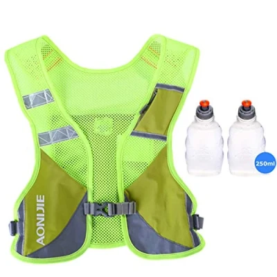 Abbildung von AONIJIE Ultraleicht Trinkrucksack Laufen Marathon Rucksack Getränketasche mit 2 Stück Trinkflaschen (Grün)