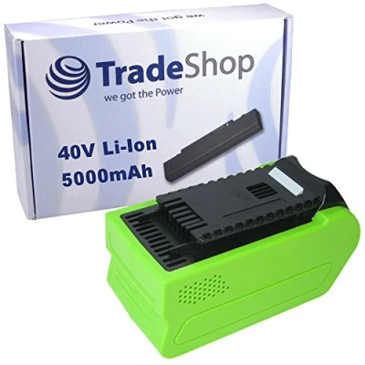 Abbildung von Trade Shop Li Ion Akku 40V / 5000mAh für Greenworks GDC40 GD40TCSK4 GD40TCSK2 GD40TCS GD40STK4 GD40STK2X GD40ST GD40LM46SPK4 GD40BCBK4 GD40LM46SP