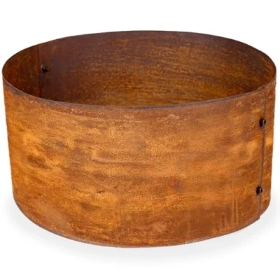 Abbildung von UNIGARDIA Pflanzring aus Cortenstahl Ø 40 cm, Höhe 20 cm Vorgerosteter Baumring Metall Beeteinfassung rund mit Rost, 1 Paar Montagehandschuhe inklusive