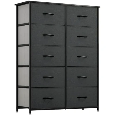 Abbildung von YITAHOME Kommode,Kommode mit 10 Schubladen,Schrank,Stoffschubladen Griffen,Kommodenschrank Stabiler Stahlrahmen,Dauerhaft,Schwarzgrau