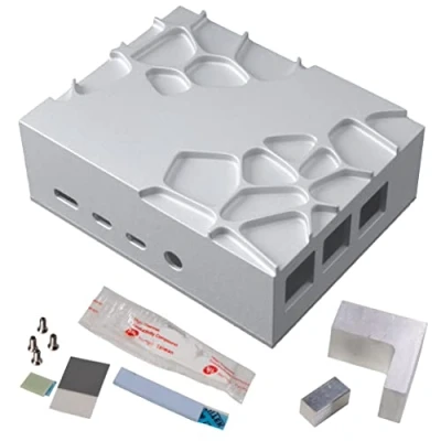Abbildung von Akasa Gem Pro, 100% Pure Aluminium Raspberry Pi 4 Fanless Case, Quiet Passive Cooling with Thermal Paste and Pads, Compatible Model B, Silver, A RA09 M2S