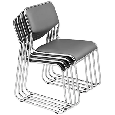 Abbildung von pro.tec Stapelstuhl, »Office« 4er Set stapelbar ergonomisch Kunstlederbezug Grau