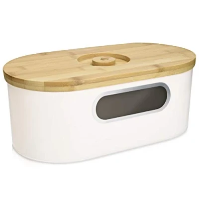 Abbildung von Navaris Brotkasten Brotbox mit Holzdeckel Brottopf Küche aus Bambus oval, Eisen, (1 tlg)