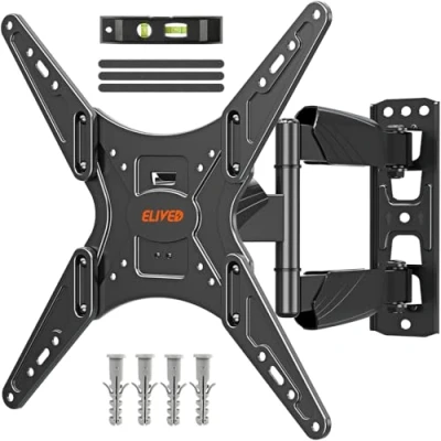 Abbildung von ELIVED TV Wandhalterung Schwenkbar Neigbar Halterung für 26 60 Zoll Flach/Curved Fernseher oder Monitor bis zu 40kg mit Max VESA 400x400mm, EV009