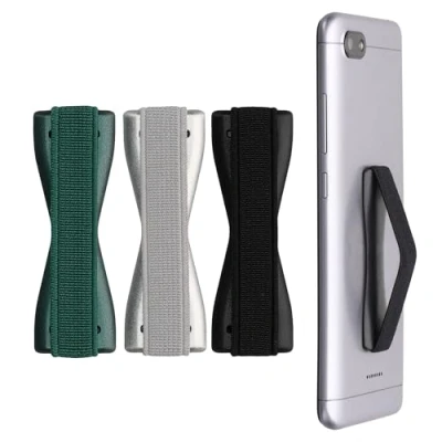 Abbildung von kwmobile Smartphone Fingerhalter 3 Set Handy Halter Griff Halterung Einhandbedienung 3X Handyhalter in Schwarz Silber Metallic Petrol