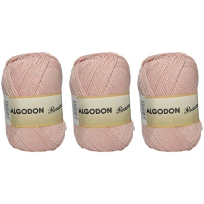 Abbildung von Baumwollgarn Premium Baumwolle 100% Baumwolle, perfekt zum Selbermachen und Handstrickgarne (Lachs Farbe, 100 g, aprox.220 m Packung mit 3 Stück)