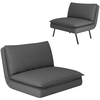 Abbildung von HOMCOM Relaxsessel 4 in 1, klappbar, mit Leinenoptik, bis 150 kg belastbar (Bodensofa, 1 St., Schlafsofa), für Schlafzimmer, Wohnzimmer, Dunkelgrau