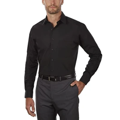 Abbildung von Van Heusen Herren Kleid Hemd Regular Fit Popeline Solid, schwarz, 42 cm Hals 91 94 Ärmel