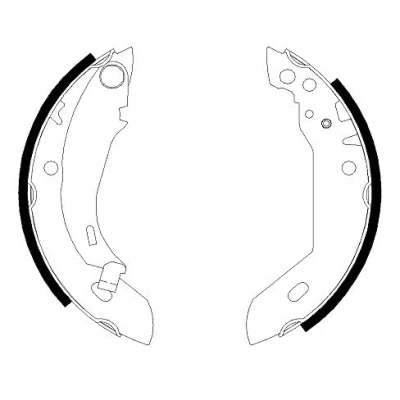 Abbildung von HELLA 8DB 355 000 651 Bremsbacken 180 32 mit Handbremshebel CITROËN: Xsara Schrägheck, Kombi, AX, PEUGEOT: 306 Cabrio, 205 II Schrägheck