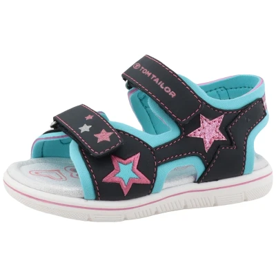 Abbildung von TOM TAILOR Sandale, Sommerschuh, Klettschuh, Freizeitschuh mit Kontrastbesätzen