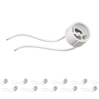 Abbildung von ledscom.de 50 Stück GU10 Fassung, Keramik, weiß, 230V AC, max. 25W