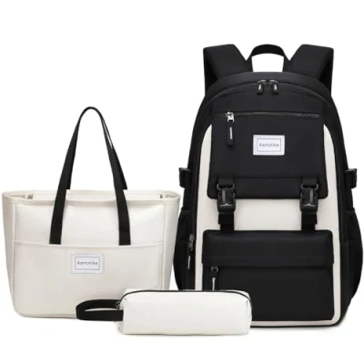 Abbildung von Aamytike Schulrucksack Mädchen Teenager Schule Rucksack Damen Schulranzen Maedchen Wasserdicht Kinder Schultasche Casual Daypacks School Bag for Girls Backpack mit Lunchpaket Set