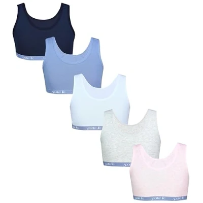 Abbildung von TupTam Mädchen Bustier mit Breiten Trägern 5er Pack, Farbe: Dunkelblau Blau Hellblau Grau Rosa, Größe: 134 140
