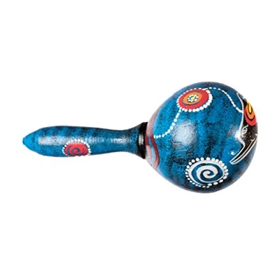 Abbildung von Holzrassel Holz Rassel Shaker Kinder Percussion Handrassel Delfin Blau Marakas