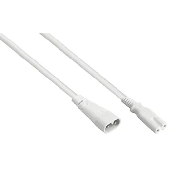 Abbildung von Good Connections P0870 W020 Euro Verlängerung, 2 m, C8 Stecker (gerade) an C7/Euro 8 Buchse (gerade), 0,75 mm² Weiß