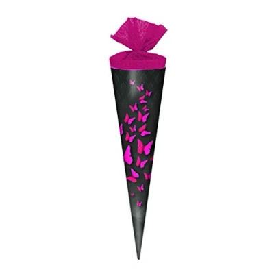 Abbildung von Verpackungsmittel GmbH Markneukirchen Schultüte / Zuckertüte Länge: 35cm rund &quot;Schmetterlinge&quot;