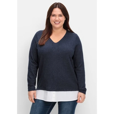 Abbildung von Sheego Strickpullover, Damen, Größe: 40/42, Tiefblau meliert