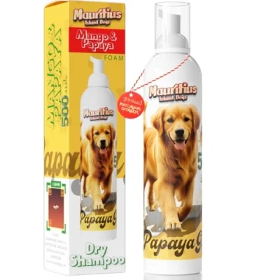 Abbildung von Trockenshampoo 500ML Schaum Mango &amp; Papaya ohne Ausspülen für Hunde Katzen Schnelltrocknend Natürlich Hypoallergen, Hautfreundlich, Antiparasitär, gegen Dermatitis Gerüche