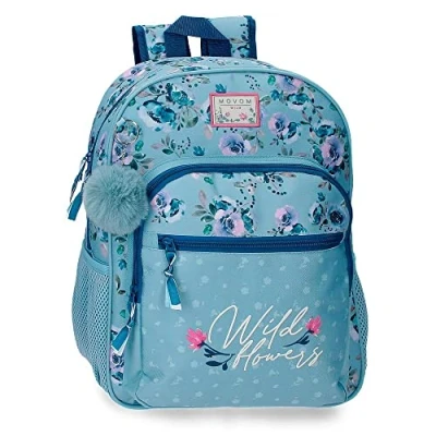 Abbildung von Movom Wildblumen Schulrucksack Anpassbar an Trolley Blau 30x38x12 cm Polyester 13.68L