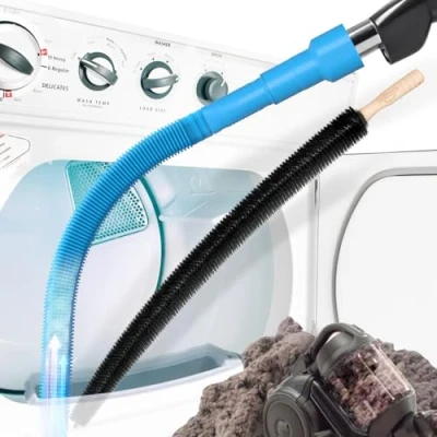 Abbildung von Holikme 2 Stück Trockner Entlüftungsreiniger Kit, Fusselstaubsauger Aufsatz und Flexible Fusselbürste Vakuumschlauch Bürste Blau