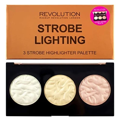 Abbildung von MAKEUP REVOLUTION Strobe Lighting Palette Highlighter mit 3 Nuancen für Glow und Contouring vegan, glutenfrei tierversuchsfrei 11 g
