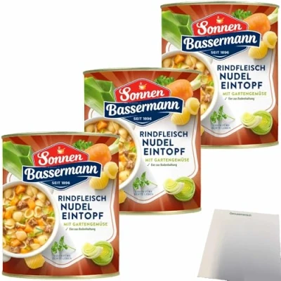 Abbildung von Sonnen Bassermann Rindfleisch Nudel Eintopf 3er Pack (3x 800g Dose) + usy Block