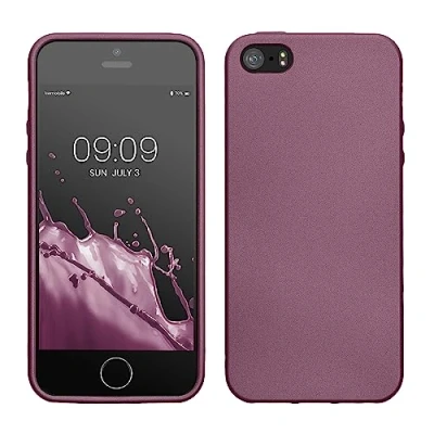 Abbildung von kwmobile Case kompatibel mit Apple iPhone SE (1.Gen 2016) / 5 5S Hülle Schutzhülle aus Silikon metallisch schimmernd Handyhülle Metallic Lavendel