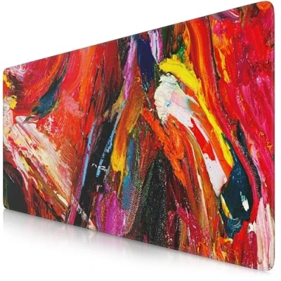 Abbildung von TITANWOLF XXL Speed Gaming Mauspad 900 x 400mm Mousepad Tischunterlage Large Size verbessert Präzision und Geschwindigkeit Oilpaint Modern