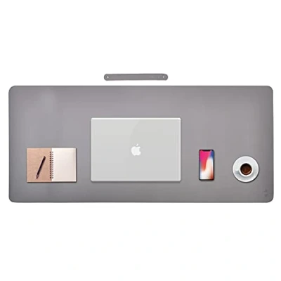 Abbildung von Rhombutech XXL Mauspad, Schreibtischunterlage, Notebookunterlage, Schreibtischschutz. Ideal im Büro oder für Zuhause (80 x 40cm, Grau)