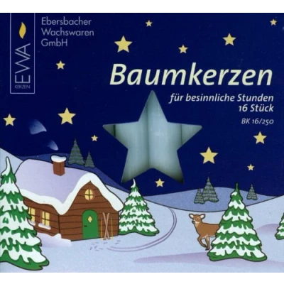 Abbildung von Ebersbacher Kerzenfabrik GmbH Baumkerzen weiß 16 Stück/Pack Größe (Ø x H): ca. 14 110 mm