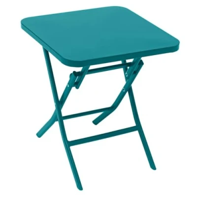 Abbildung von Hespéride Quadratischer Gartenbeistelltisch Greensboro in Blaugrün 40 x cm Blaue Ente